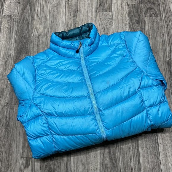 L.L BEAN Pertex Quantum Zip Blue Goose Down Puffer Jacket Women's Small Petite - Picture 5 of 13
